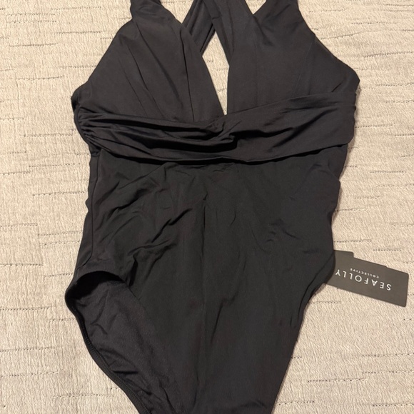 Seafolly Collective Cross Back One Piece in Black Size 10 - Picture 4 of 4